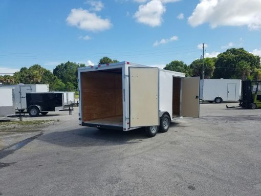 7x14 TA Trailer - White, Barn Doors, Side Door, Extra Height