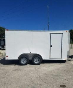 7x14 TA Trailer - White, Barn Doors, Side Door, Extra Height