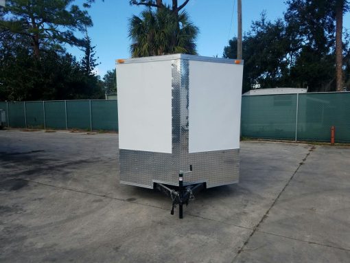 7x14 TA Trailer - White, Barn Doors, Side Door, Extra Height