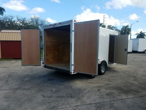 7x14 TA Trailer - White, Barn Doors, Side Door, Extra Height