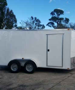 7x14 TA Trailer - White, Barn Doors, Side Door, Extra Height