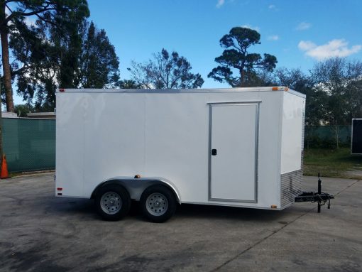 7x14 TA Trailer - White, Barn Doors, Side Door, Extra Height