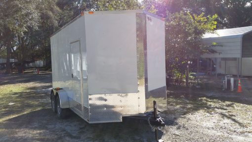 7x14 TA Trailer - White, Ramp, Side Door, Extra Height, ATP Wrap