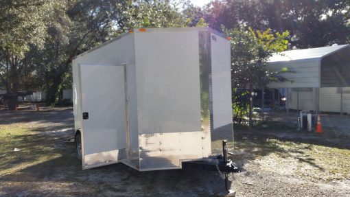 7x14 TA Trailer - White, Ramp, Side Door, Extra Height, ATP Wrap