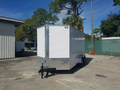 7x14 TA Trailer - White, Ramp, Side Door, Extra Height