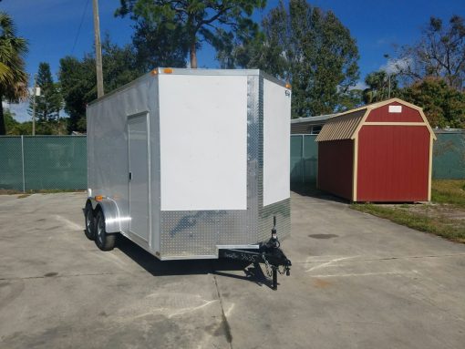 7x14 TA Trailer - White, Ramp, Side Door, Extra Height