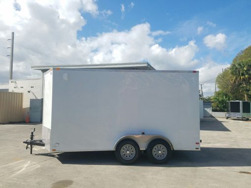 7x14 TA Trailer - White, Ramp, Side Door, Extra Height