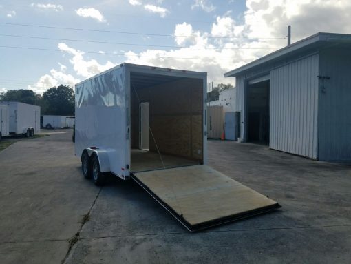 7x14 TA Trailer - White, Ramp, Side Door, Extra Height