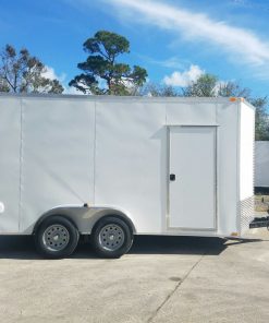 7x14 TA Trailer - White, Ramp, Side Door, Extra Height