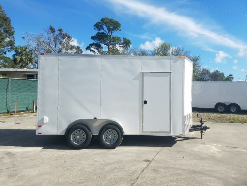 7x14 TA Trailer - White, Ramp, Side Door, Extra Height