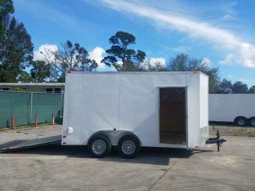 7x14 TA Trailer - White, Ramp, Side Door, Extra Height