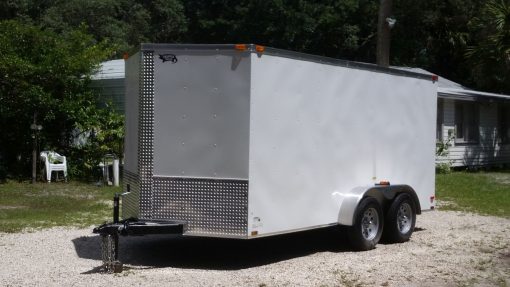 7x14 TA Trailer - White, HD Ramp, Side Door, Extra Height, Upgraded Flooring