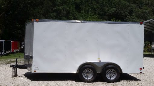 7x14 TA Trailer - White, HD Ramp, Side Door, Extra Height, Upgraded Flooring