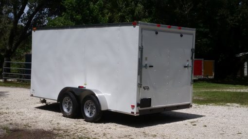 7x14 TA Trailer - White, HD Ramp, Side Door, Extra Height, Upgraded Flooring