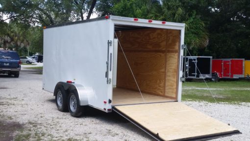 7x14 TA Trailer - White, HD Ramp, Side Door, Extra Height, Upgraded Flooring