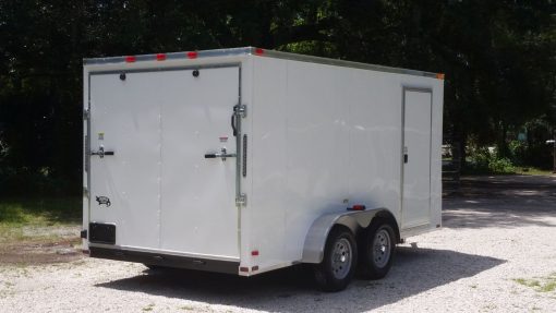 7x14 TA Trailer - White, HD Ramp, Side Door, Extra Height, Upgraded Flooring