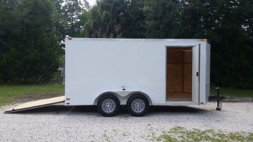 7x14 TA Trailer - White, HD Ramp, Side Door, Extra Height, Upgraded Flooring