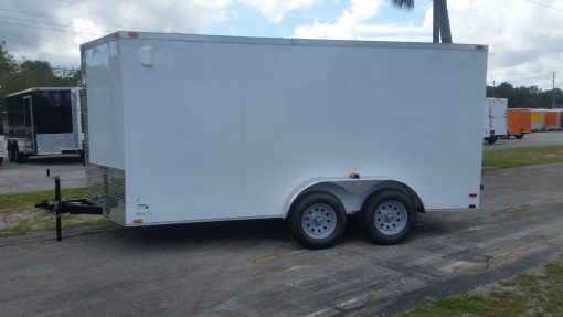 7x14 TA Trailer - White, Ramp, Side Door, Extra Height, Side Vents