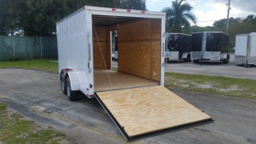 7x14 TA Trailer - White, Ramp, Side Door, Extra Height, Side Vents