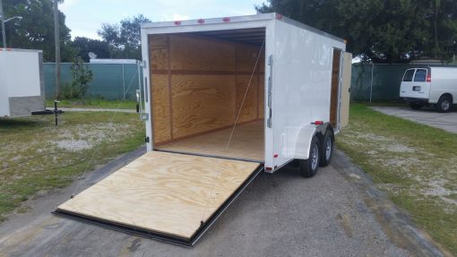 7x14 TA Trailer - White, Ramp, Side Door, Extra Height, Side Vents