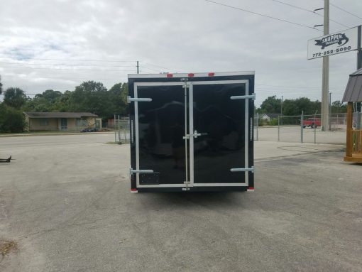 7x16 TA Trailer - Black, Barn Doors, Side Door, Extra Height