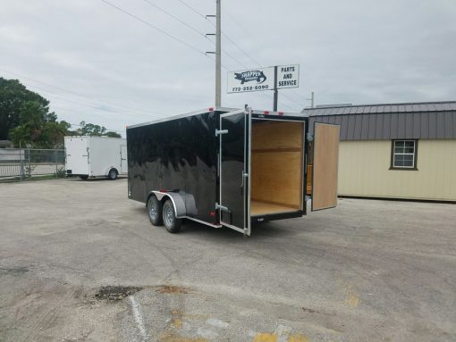 7x16 TA Trailer - Black, Barn Doors, Side Door, Extra Height