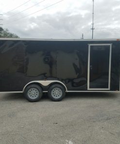 7x16 TA Trailer - Black, Barn Doors, Side Door, Extra Height