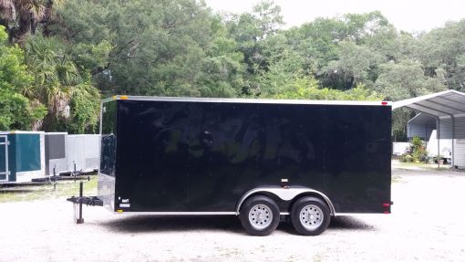 7x16 TA Trailer - Black, Ramp, Side Door, Extra Height