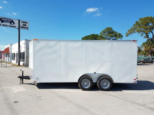 7x16 TA Trailer - White, Barn Doors, Side Door, Extra Height