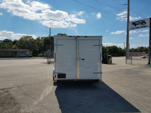 7x16 TA Trailer - White, Barn Doors, Side Door, Extra Height