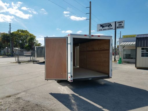 7x16 TA Trailer - White, Barn Doors, Side Door, Extra Height