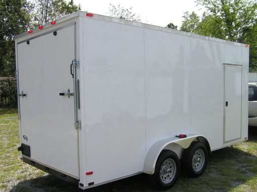 7x16 TA Trailer - White, Ramp, Side Door, Extra Height