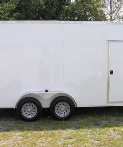 7x16 TA Trailer - White, Ramp, Side Door, Extra Height