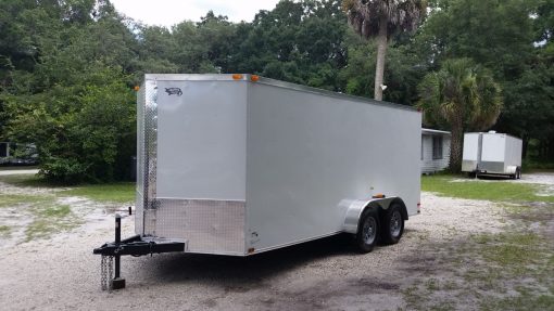 7x16 TA Trailer - White, Ramp, Side Door, Extra Height