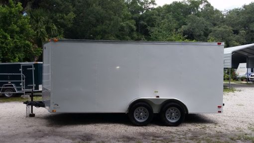 7x16 TA Trailer - White, Ramp, Side Door, Extra Height