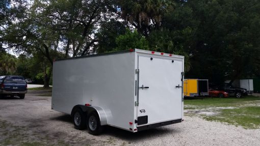 7x16 TA Trailer - White, Ramp, Side Door, Extra Height