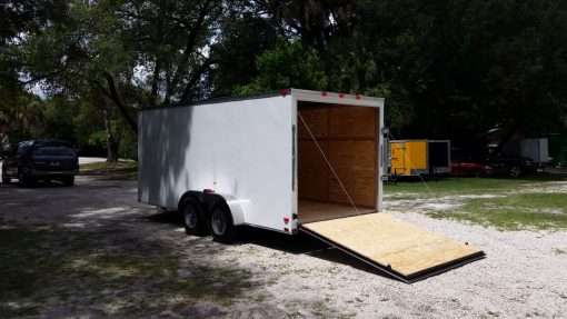 7x16 TA Trailer - White, Ramp, Side Door, Extra Height