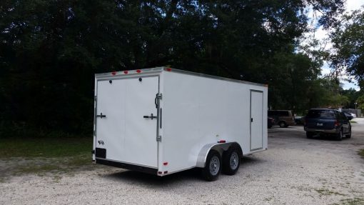 7x16 TA Trailer - White, Ramp, Side Door, Extra Height