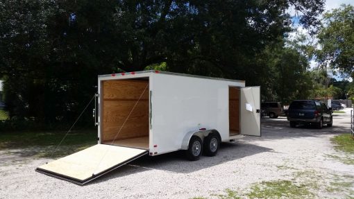 7x16 TA Trailer - White, Ramp, Side Door, Extra Height