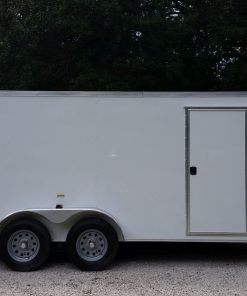 7x16 TA Trailer - White, Ramp, Side Door, Extra Height