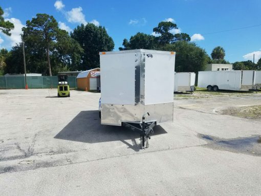 7x16 TA Trailer - White, Ramp, Side Door, Extra Height, Extended Tongue