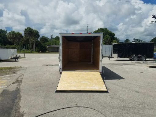 7x16 TA Trailer - White, Ramp, Side Door, Extra Height, Extended Tongue