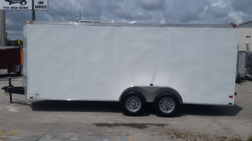 7x18 TA Trailer - White, Ramp, Side Door, Extra Height