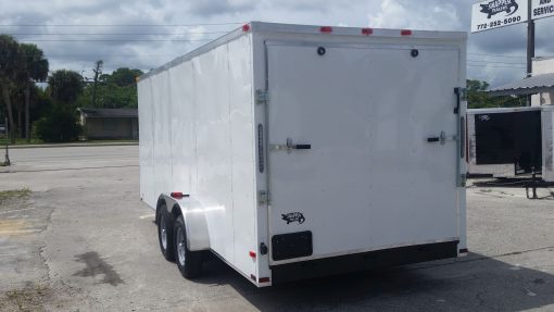 7x18 TA Trailer - White, Ramp, Side Door, Extra Height