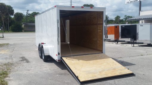 7x18 TA Trailer - White, Ramp, Side Door, Extra Height