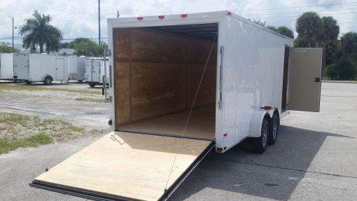 7x18 TA Trailer - White, Ramp, Side Door, Extra Height