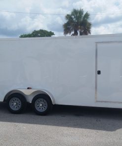 7x18 TA Trailer - White, Ramp, Side Door, Extra Height