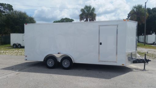 7x18 TA Trailer - White, Ramp, Side Door, Extra Height