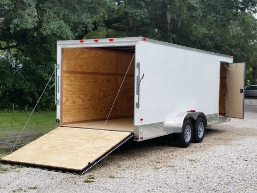 7x20 TA Trailer - White, Ramp, Side Door, Extra Height, ATP Wrap