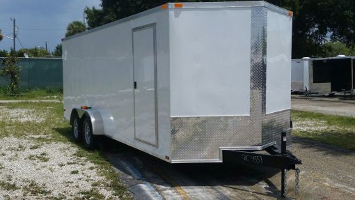 7x20 TA Trailer - White, Ramp, Side Door, Extra Height